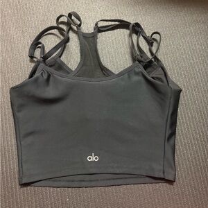 ALO Yoga Black Strappy Tank Crop Top
